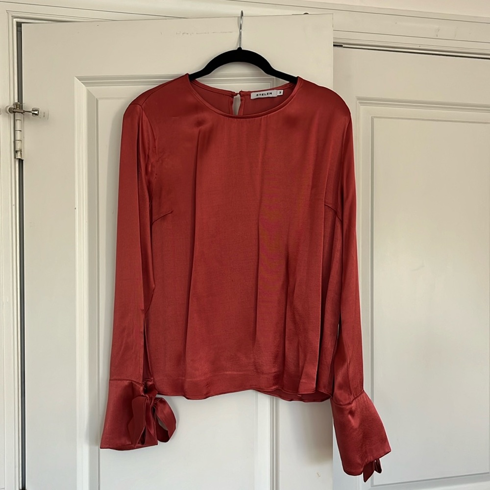 Stelen Libbi Satin Tie-Sleeve Top